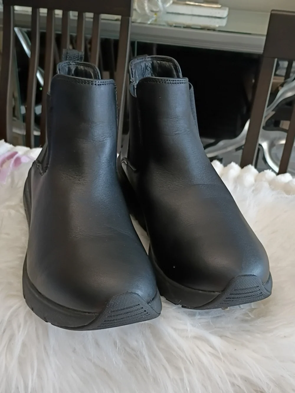 KURU Flex Astra Black Leather Ankle Boots with Plantar Fascitis Arch Support 9